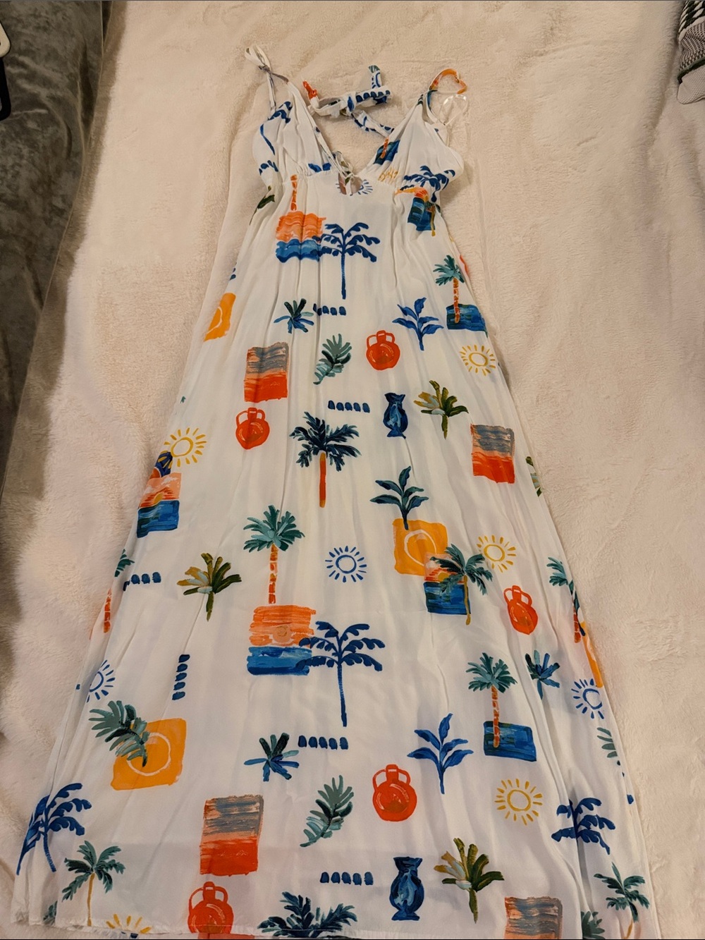 Women’s White Tropical Print Sundress sz XS